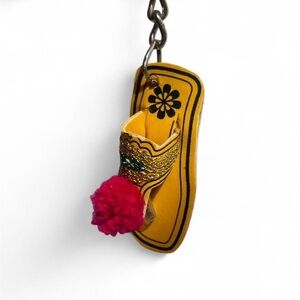 Indian Pompom Sandal Keychain Charm